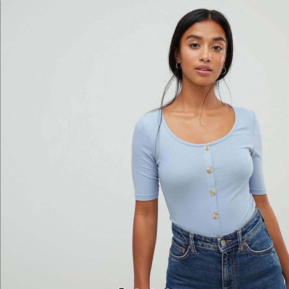 Asos button rib tee
